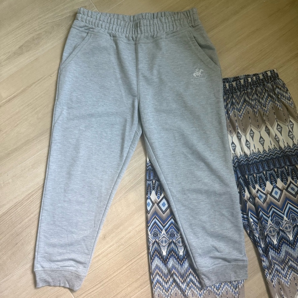 Beverly Hills Polo Club Gray Joggers & Robert Louis Abstract Pants XL